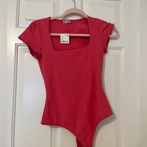 NWT Pink Free People Square Neck Bodysuit Size S